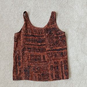 light sleeveless top with intriguing print
